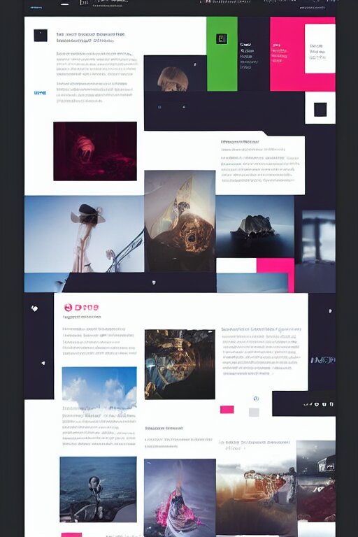 website layout for digital artist, clean modern colorful ui 