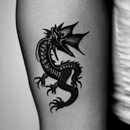 A dragon tattoo, minimalistic, simplistic,