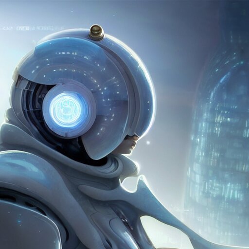 beautiful delicate imaginative streamlined futuristic close up portrait of a tardigrade, sitting with elegant deadly looks, mechanical body on gold linings, smooth white and soft by ruan jia, tom bagshaw, alphonse mucha, krenz cushart, beautiful cyberpunk buildings in the background, epic sky, vray render, artstation, deviantart, pinterest, 5 0 0 px models 