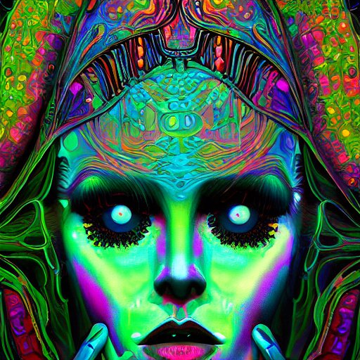 extremely psychedelic cyborg queen of lsd. intricate, elegant, highly detailed, photorealistic digital painting, artstation. 