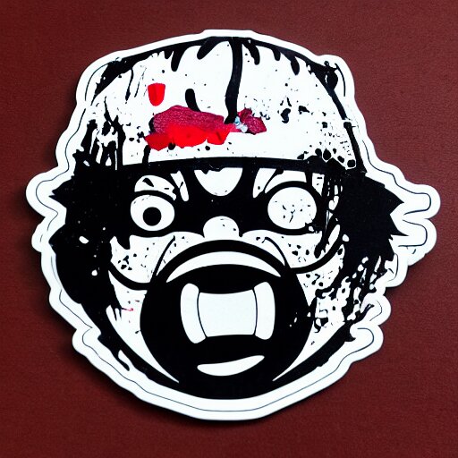 die cut sticker, luffy in techwear, splatter paint 