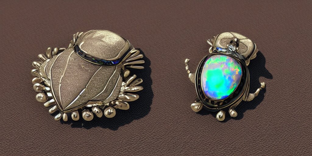 jewelry engraved in scarab, beetle, opal diamond, art noveau, art deco, 8k , artstation, render, elegant, album art