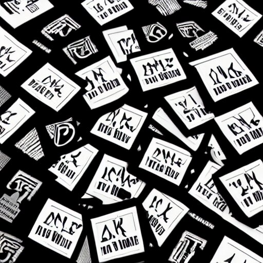 black on white stickers graphic design in style of david rudnick, eric hu, guccimaze, acid, y 2 k, 4 k sharpening, 