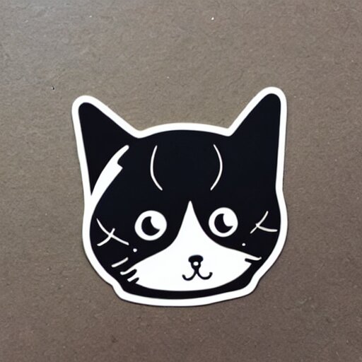 sticker of cute tuxedo cat 