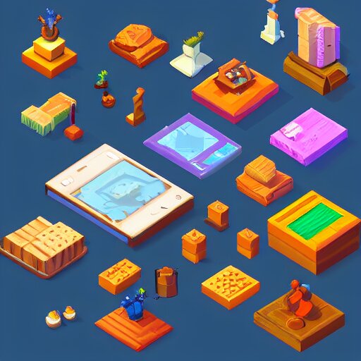 isometric 3 d game props pixel art, clean, artstation 