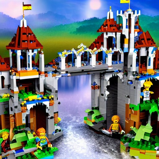 LEGO castle, celestia, eden, river, fantasy artwork, award winning, very very very very very very very beautiful scenery, artstation