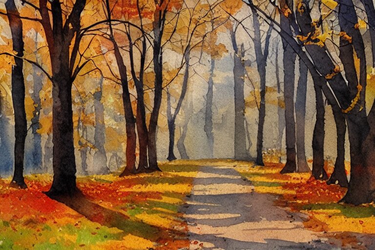 avenue autumn watercolor pen light color on artstation 