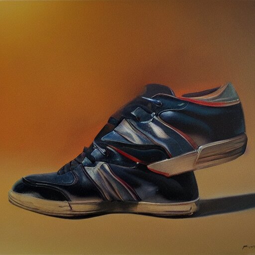 ultra realistic painting of sneakers, art by frank frazetta, 4 k, ultra realistic, highly detailed, epic lighting 