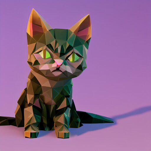 low - poly kitten, 3 d render, blender, unity, octave, 4 k, isometric view, white background, beautiful render, pastel colours, breath of the wild art style 