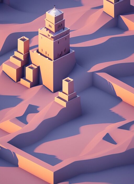 a low poly isometric render of saudi arabia in the style of monument valley, floral!, intricate, elegant, smooth shading, soft lighting, illustration, simple, solid shapes, by magali villeneuve, jeremy lipkin and michael garmash, rob rey and kentaro miura style, octane render 