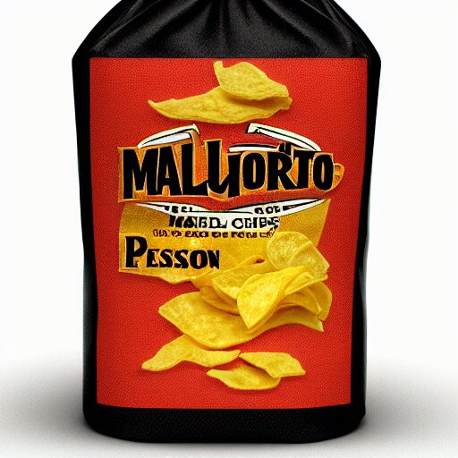 bag of chips with malort bottle design, jeppson's malort, malort bottle, hd render, realistic 