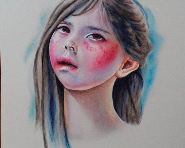 a girl with the ice cream watercolor colored pencil painting trending on artstation 