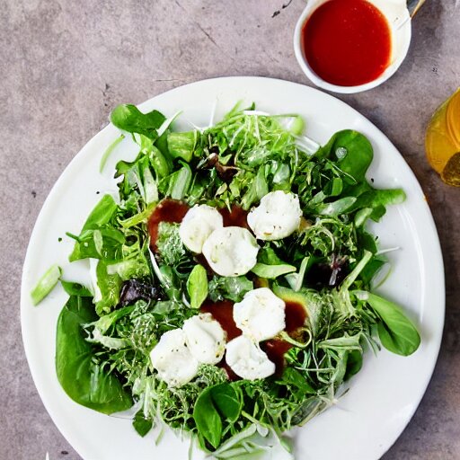 a giant salad that is bigger than a building, with mozzarella and a lot of sauce, culinary art photography, award winning photography 