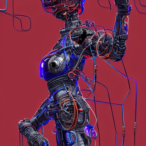 a beautiful body of a bot fighter pilot woman mostly made of wires and electronic lightning electrical fire smoke, an ultrafine detailed illustration by james jean, final fantasy, intricate linework, bright colors, behance contest winner, vanitas, angular, altermodern, unreal engine 5 highly rendered, global illumination, radiant light, detailed and intricate environment 