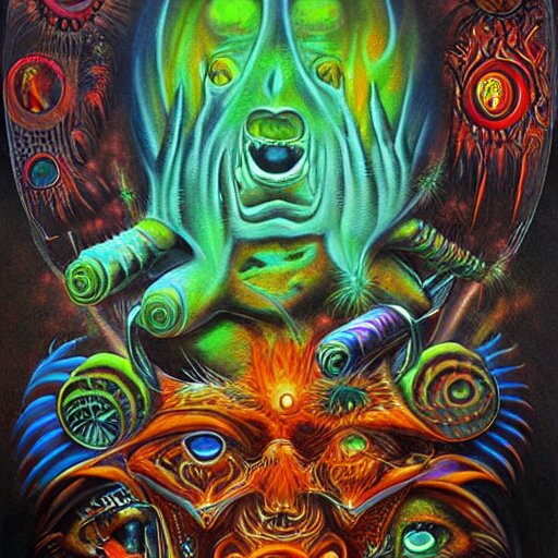 the second layer of hell, airbrush art, shamanic dmt horror art ...