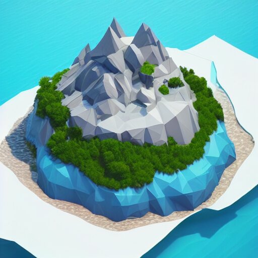 a floating island on an ocean isometric art, low poly art, game art, artstation, 3D render, cgsociety, unreal engine 5