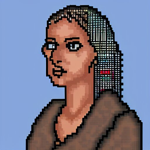 female portrait, pixel art 