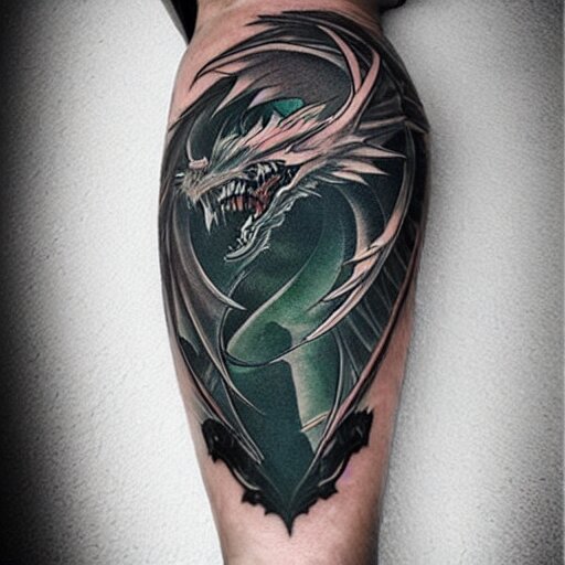 simple anime manga full color dragon!! Emerald and obsidian dragon, forearm tattoo, tattoo