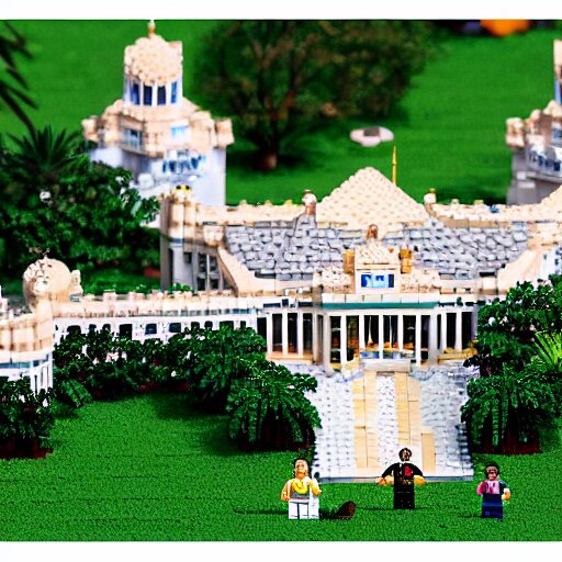 mar - a - lago lego set, fbi agents on the lawn, raid, tilt shift photography 