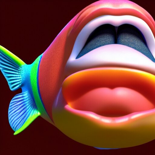 fish with big lips ; pixar, octane render, ultra hd 