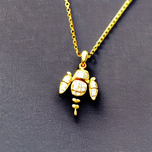 a ladybug, as a diamond pendant on a gold chain 