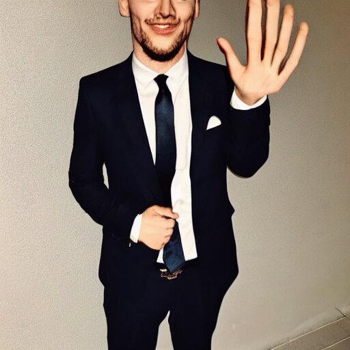 a picture of the most attractive man on the planet wearing a suit, giving a peace sign, 