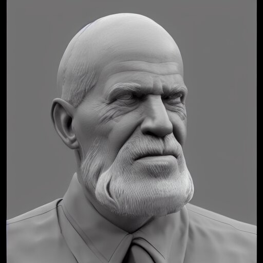 3d sculpture of a old man portrait, octane render, blender, studio lighting