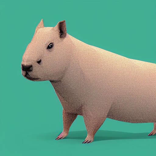 low polygon render of a capybara on a white backround, isometric 3 d, ultra hd 