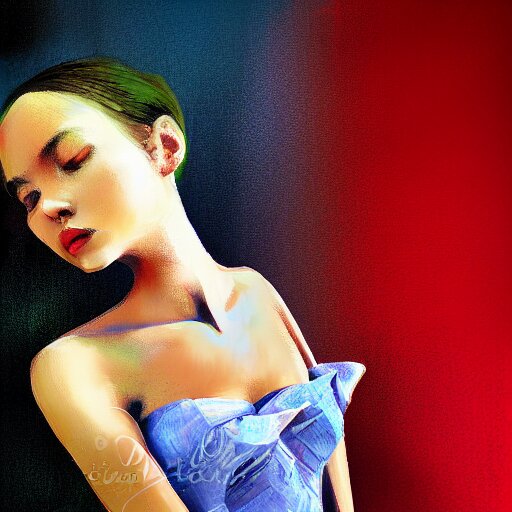 a girl wearing a stylish dress, digital painting, smooth, hd, by tran ross, ambient lighting, details 