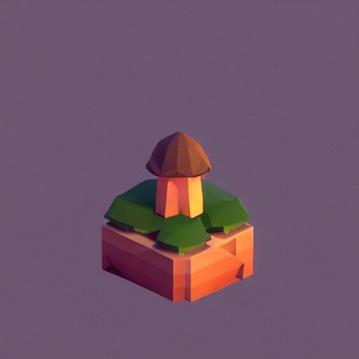 a cute little matte low poly isometric mushroom, lat lighting, soft shadows, trending on artstation, 3d render, monument valley, fez video game,