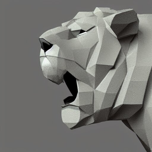 a full body, low poly 2d render of a lion, sideview, ultr hd