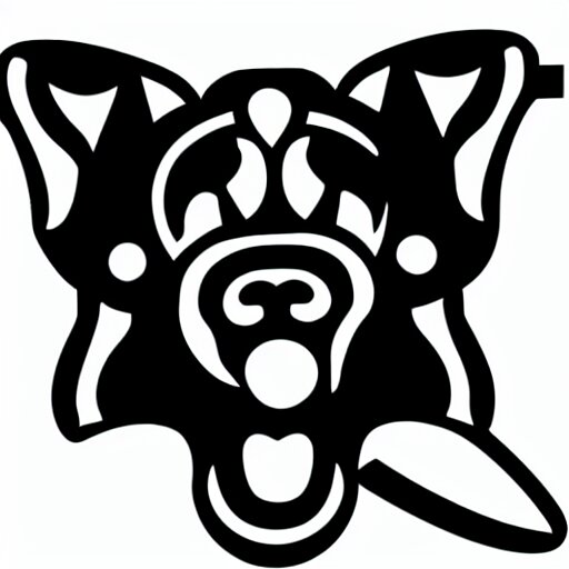 logo of a dog holding a laser gun