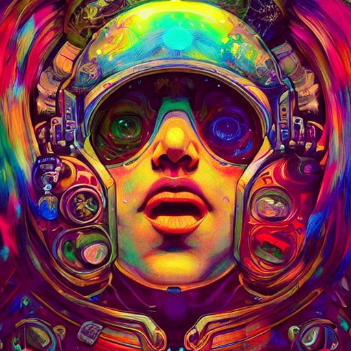 An extremely psychedelic experience, colorful, surreal, dramatic lighting, cosmonaut, LSD, face, detailed, intricate, elegant, highly detailed, digital painting, artstation, concept art, smooth, sharp focus, illustration, art by Sam Spratt, Dan Mumford, Artem Demura and Alphonse Mucha