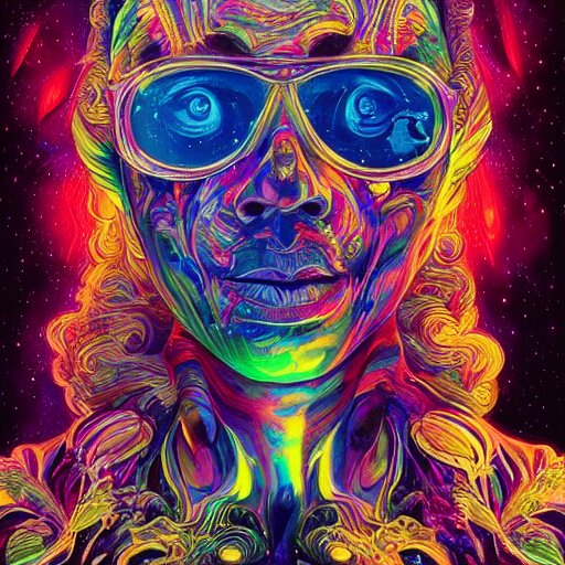 An extremely psychedelic experience, colorful, surreal, dramatic lighting, cosmonaut, LSD, face, detailed, intricate, elegant, highly detailed, digital painting, artstation, concept art, smooth, sharp focus, illustration, art by Sam Spratt, Dan Mumford, Artem Demura and Alphonse Mucha