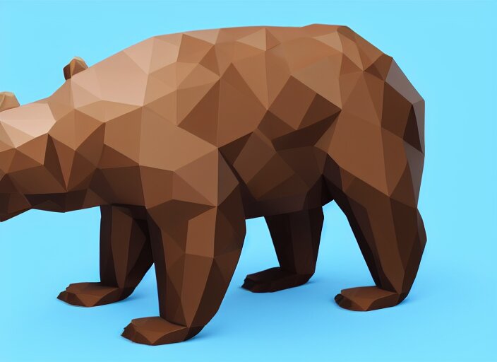 low polygon render of a bear, on a white background, isometric 3 d, ultra hd 