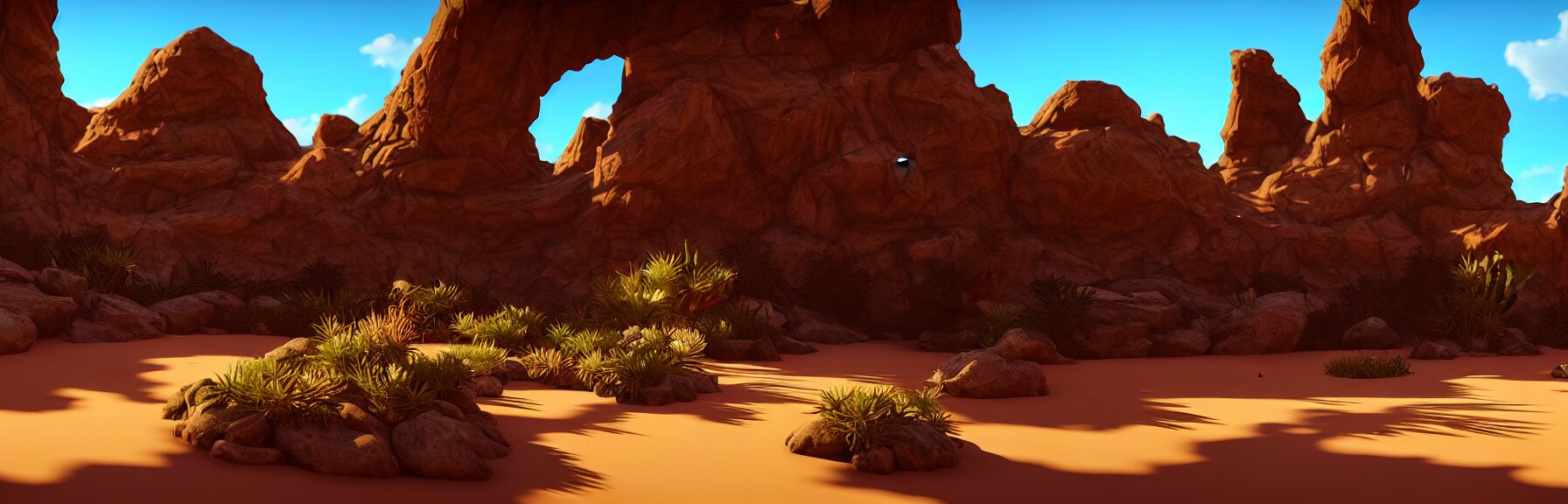 a desert oasis; very detailed, by Federico Pelat, Caravaggio; artstation, unreal engine 5