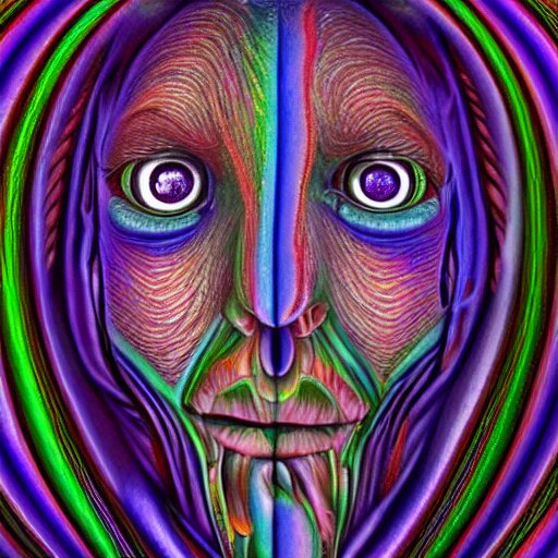 hyperrealism realistic lsd detailed 3 d scary pyschedelic trippy nightmare face in the style of alex grey and pablo amaringo and david normal 