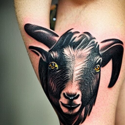 a tattoo of a goat with a stick of dynamite in its mouth