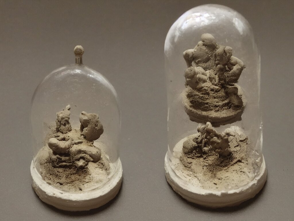 miniature 3d clay melt fat human dirty grime and fith in a glass dome!dream miniature 3d clay melt fat human dirty grime and fith in a glass dome