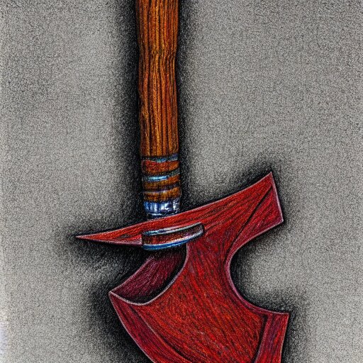  Colored pencil art on paper, Battle Axe, highly detailed, artstation, MasterPiece, Award-Winning, Caran d'Ache Luminance