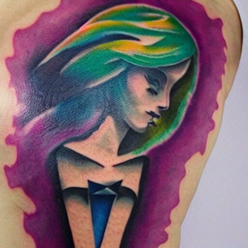 a tattoo inspired by the musical artist aurora, abstract, pritty. 