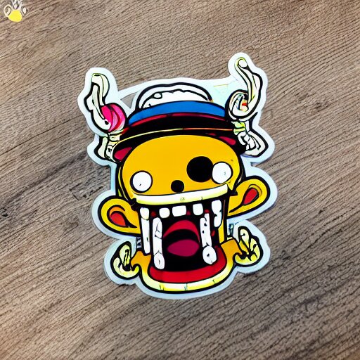 die cut sticker, tony chopper of one piece, splatter paint 