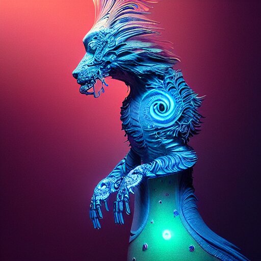 iridescent opalescent animal, bioluminescent : by michal karcz, daniel merriam, victo ngai and guillermo del toro : ornate, dynamic, particulate, intricate, elegant, highly detailed, centered, artstation, smooth, sharp focus, octane render 