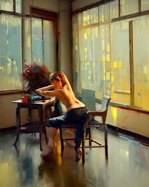 school of life, indoor interesting room, ( impressionistic oil painting by malcom liepke ), alexi zaitsev, craig mullins, melinda matyas, tooth wu, wlop, denis sarazhin, bold brushstrokes, highly detailed, award winning, textured, masterpiece 