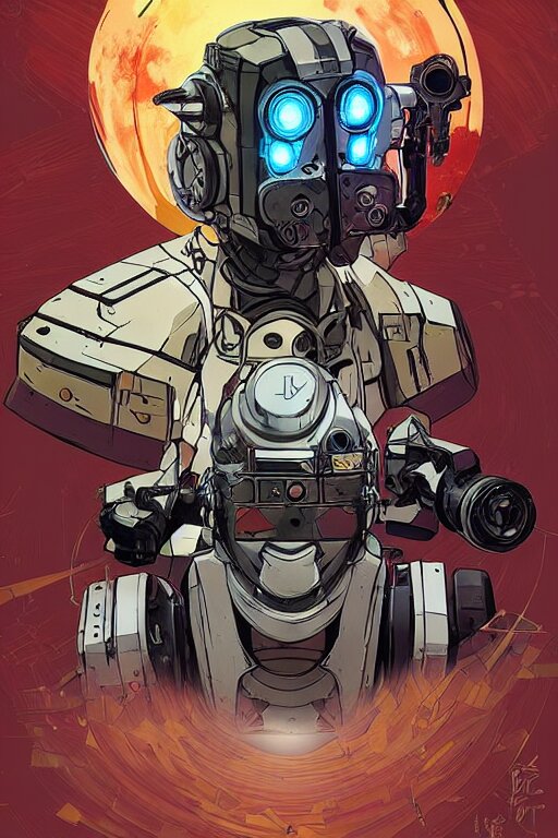 
robot ninja mask helmet bot borderland that looks like it is from Borderlands and by Feng Zhu and Loish and Laurie Greasley, Victo Ngai, Andreas Rocha, John Harris 
