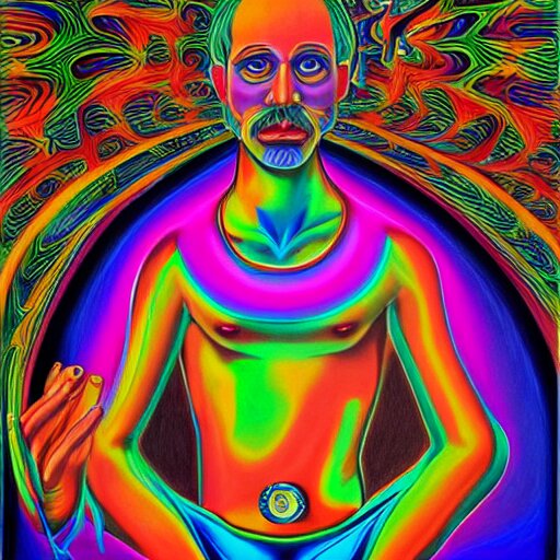 painting of mario relaxing by alex grey, psychedelic, vibrant, digital art, acrylic, 