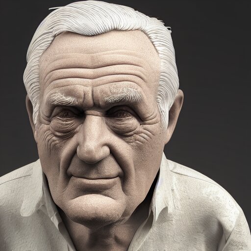 3d sculpture of a old man portrait, octane render, blender, studio lighting