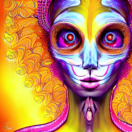 An extremely psychedelic portrait of a banana, surreal, LSD, face, detailed, intricate, elegant, lithe, highly detailed, digital painting, artstation, concept art, smooth, sharp focus, illustration