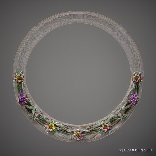 intricate! organic, nordic wedding ring, necklace, gemstones, isolated on a dreamy floral background, refraction, occlusion, lower and upper levels, keyshot render, octane render, vray render 