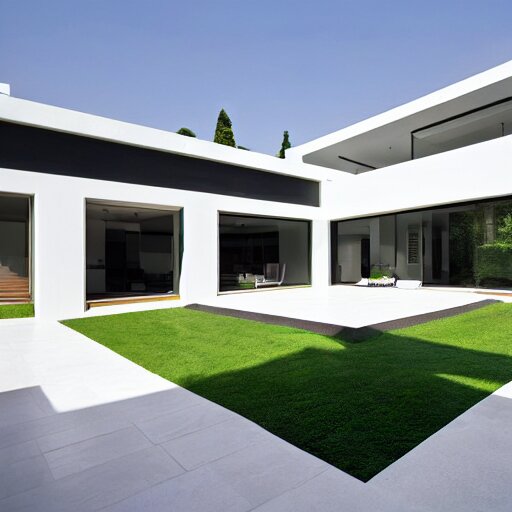 square modern mansion with a central courtyard